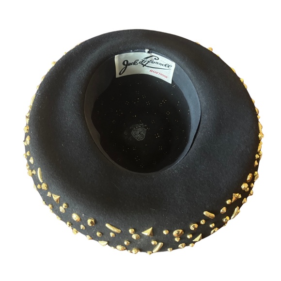 Vintage Jack McConnell Boutique Black Wool Hat with Gold Studs - Picture 5 of 6